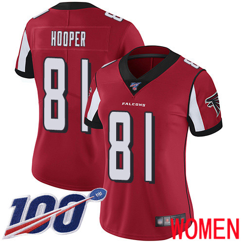 Atlanta Falcons Limited Red Women Austin Hooper Home Jersey NFL Football #81 100th Season Vapor Untouchable->women nfl jersey->Women Jersey